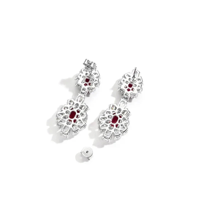 Ruby Brilliant Earrings S925 Silver — earrings worn on ear 7