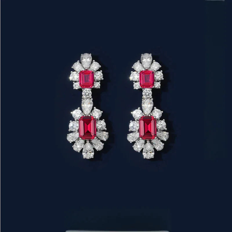 Ruby Brilliant Earrings S925 Silver — side and post detail