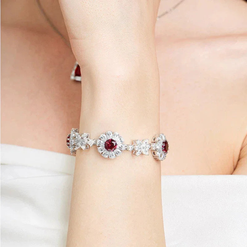 Ruby Butterfly Station Bracelet — bracelet setting detail