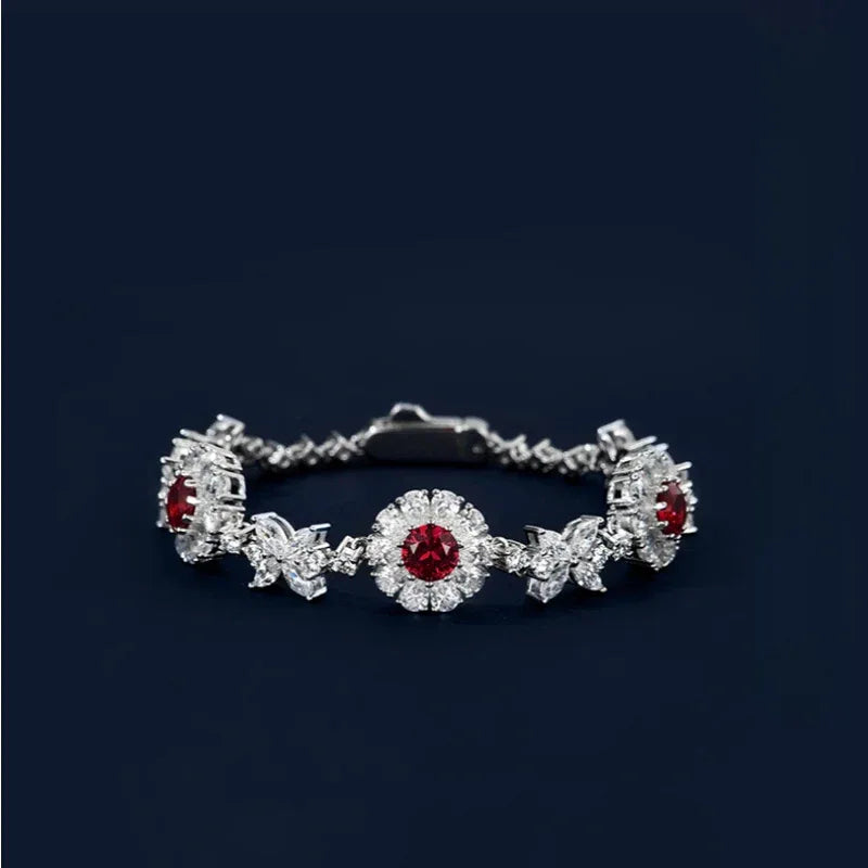 Ruby Butterfly Station Bracelet — clasp detail