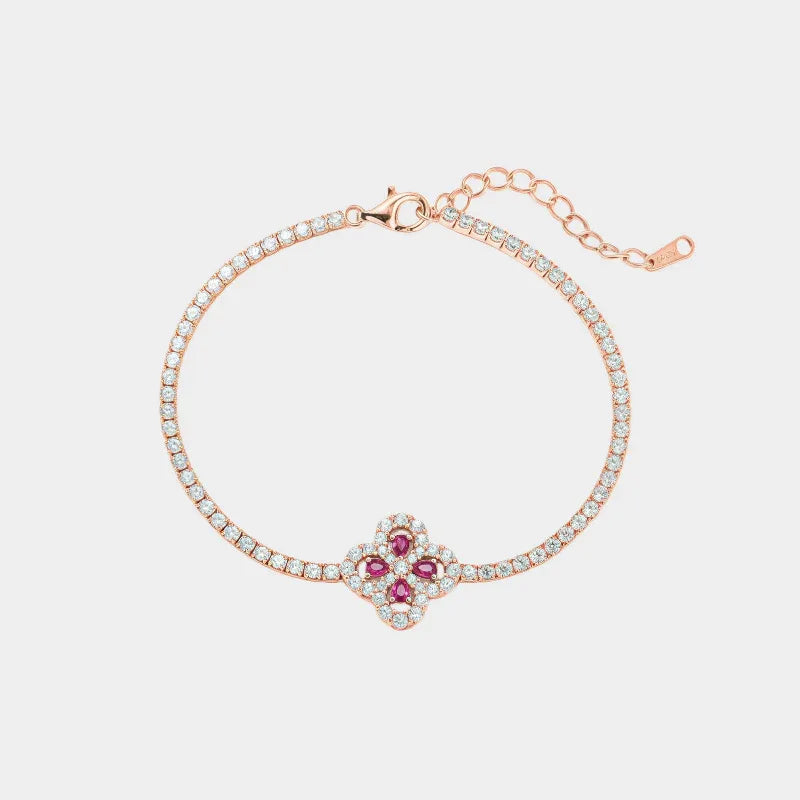 Ruby Clover Station Bracelet — main bracelet product view