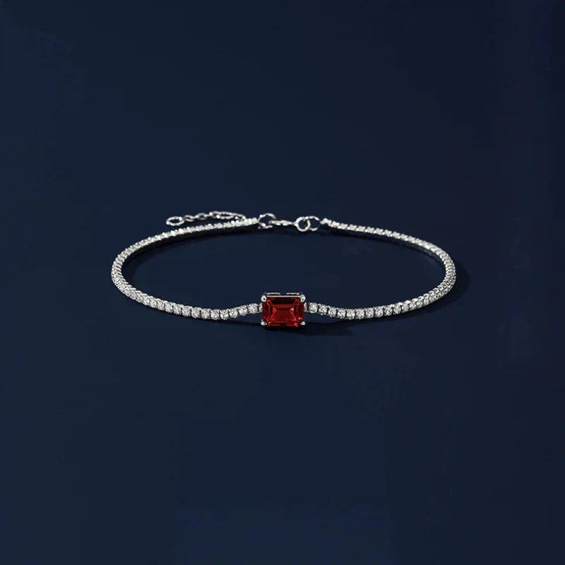 Ruby Faceted Bracelet S925 Silver — bracelet setting detail