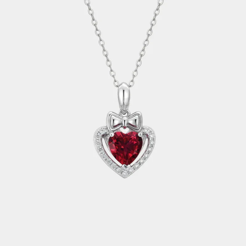 Ruby Heart Collar Necklace S925 Silver — main necklace product view