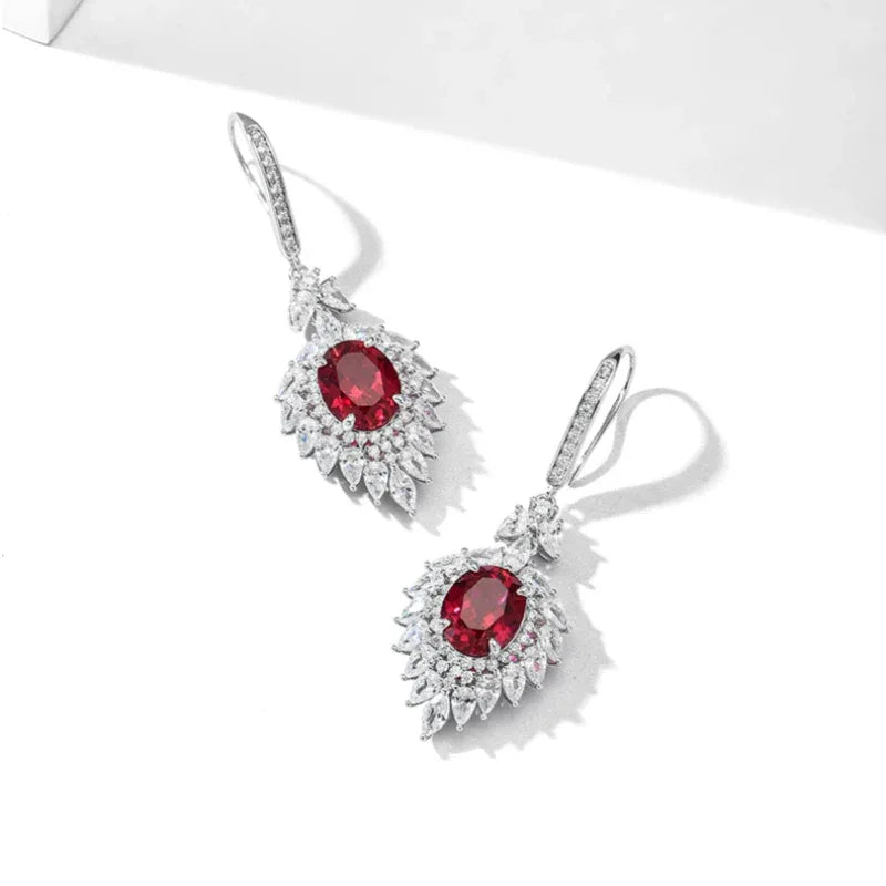 Ruby Oval Earrings — earrings worn on ear 7