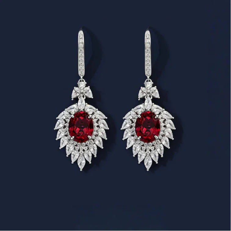 Ruby Oval Earrings — side and post detail