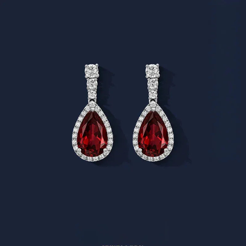 Ruby Teardrop Earrings S925 Silver — side and post detail