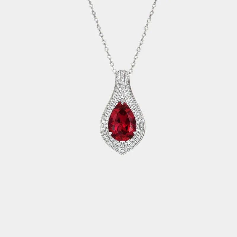 Ruby Teardrop Necklace S925 Silver — main necklace product view