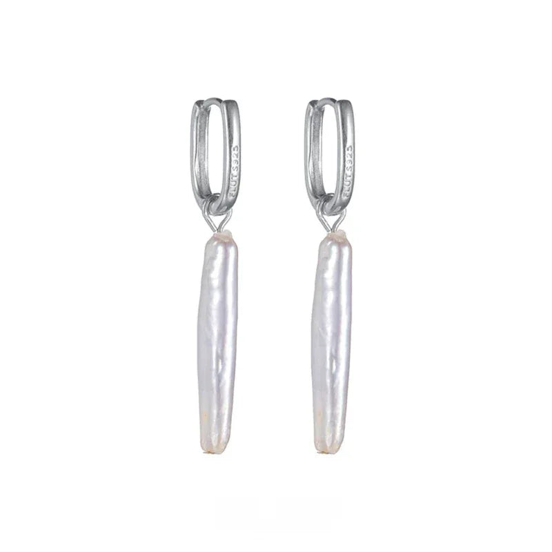 Long Baroque Pearl Drop Earrings — alternate isolated front pair