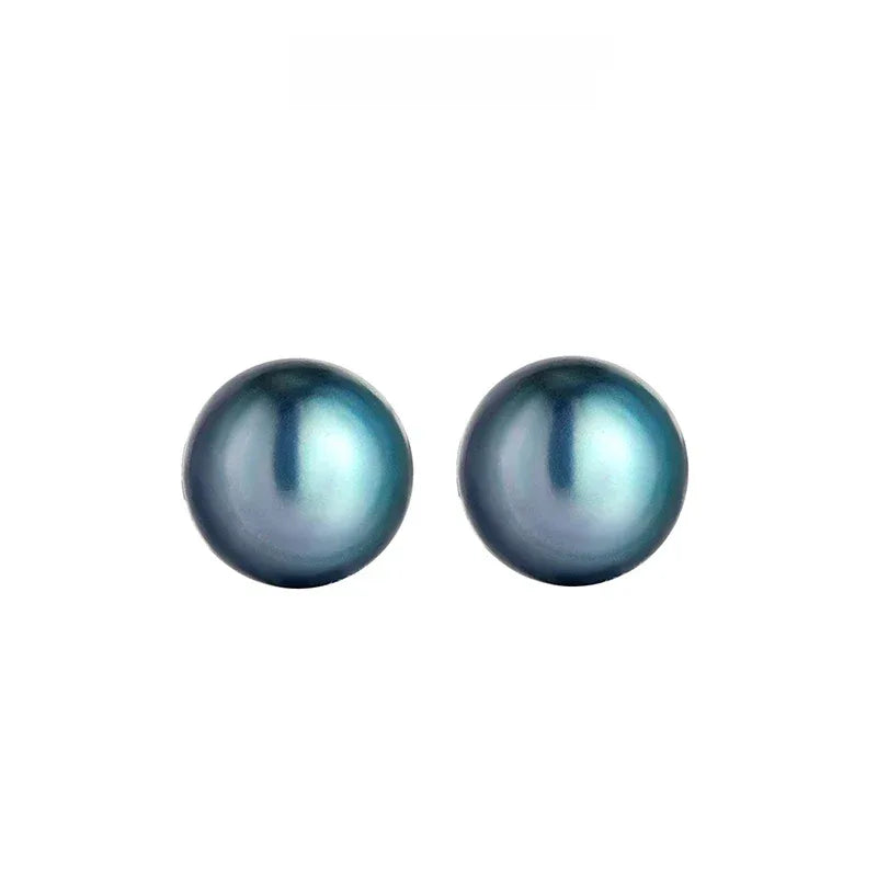 Dark Pearl Stud Earrings — second isolated front pair on white
