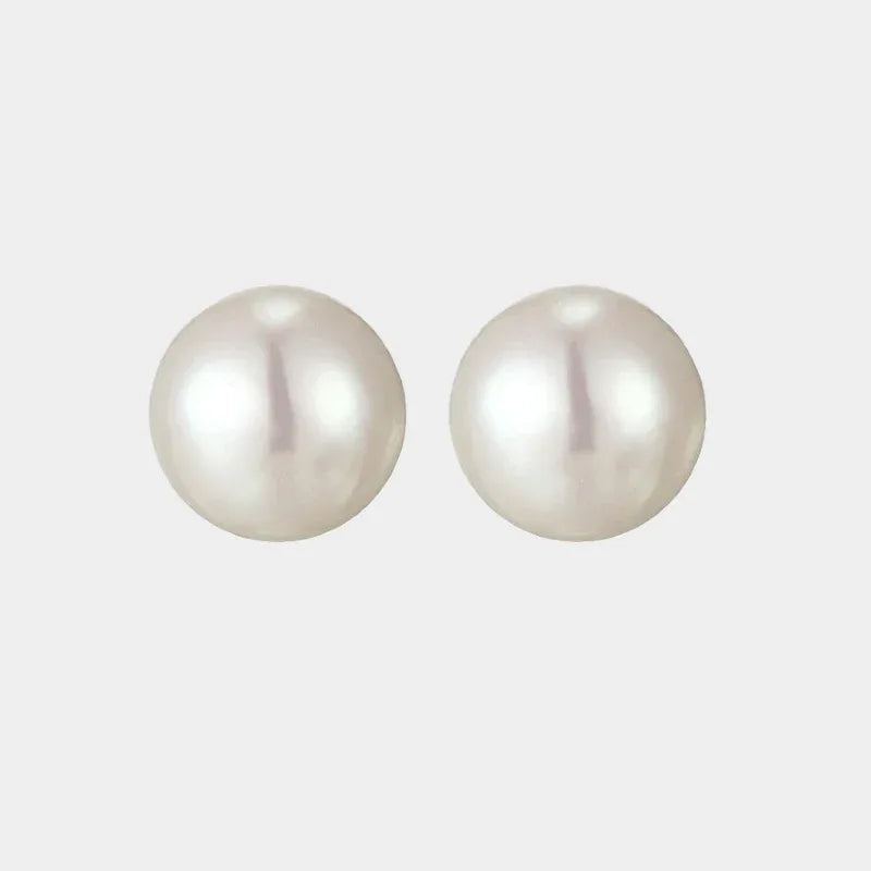 Round Pearl Stud Earrings — front view of round pearl studs showing design and scale