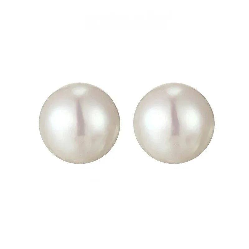 Round Pearl Stud Earrings — alternate isolated front pair on white