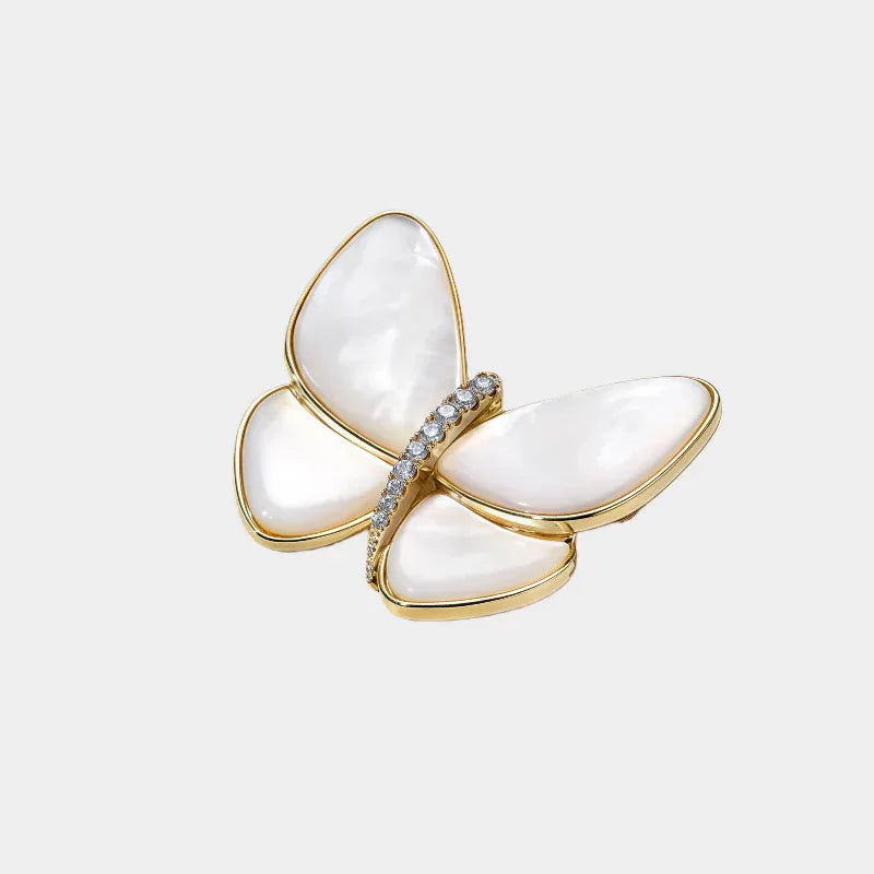 White Pearl Butterfly Brooch — front view of white butterfly brooch