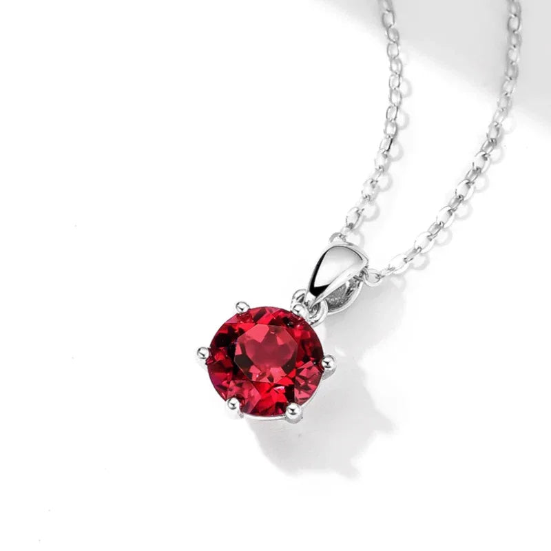Six-Claw Ruby Necklace S925 Silver — clasp and chain detail