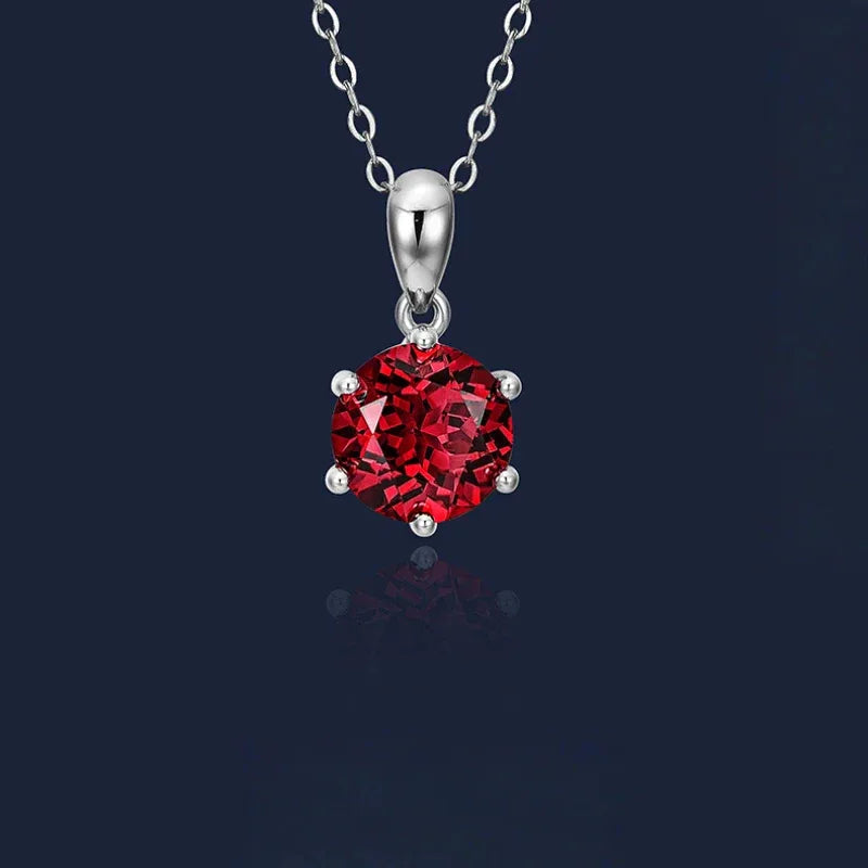 Six-Claw Ruby Necklace S925 Silver — pendant setting detail