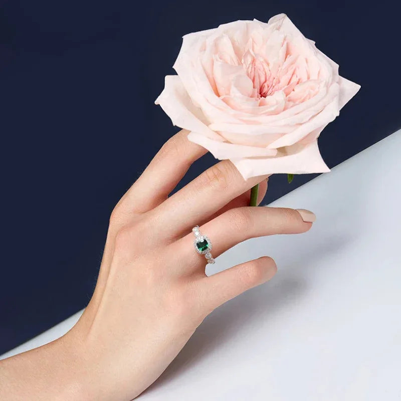 Square-Cut Emerald Open Ring side profile showing the band and setting