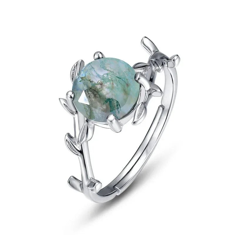 Stackable Moss Agate Ring — alternate front view 6