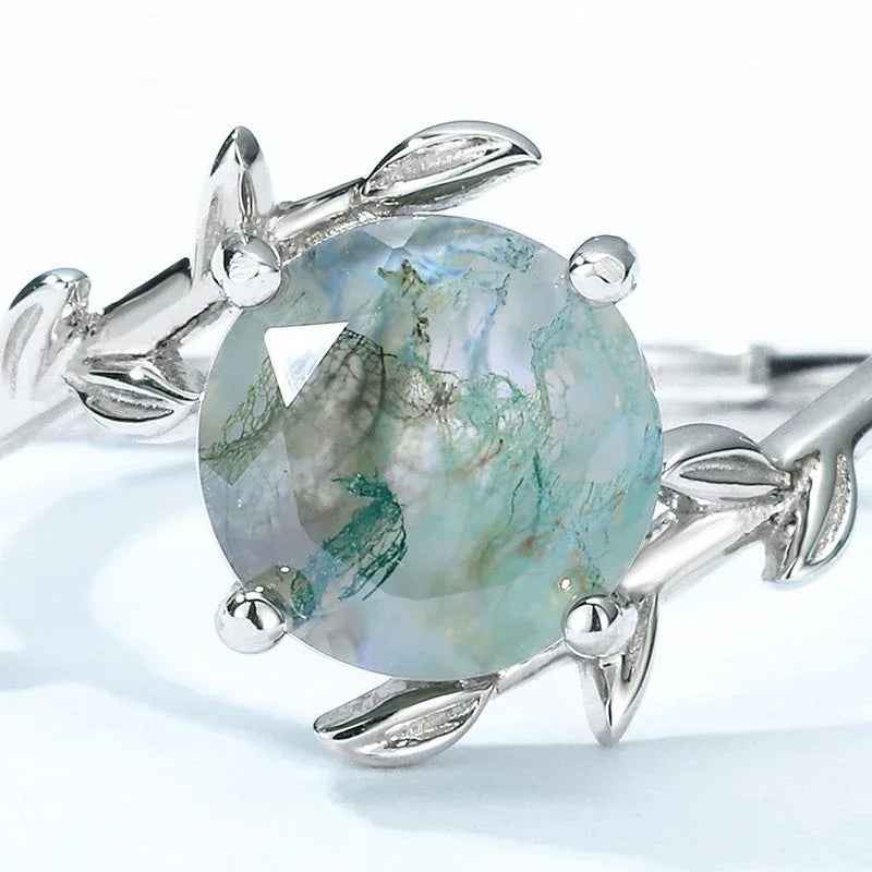 Stackable Moss Agate Ring — alternate front view 7
