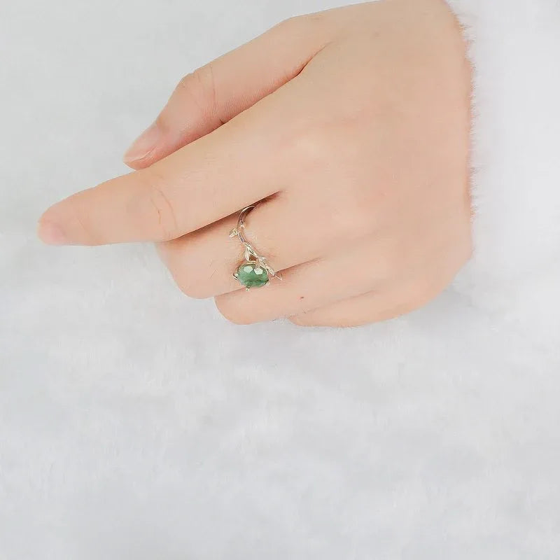 Stackable Moss Agate Ring — angled product view 5