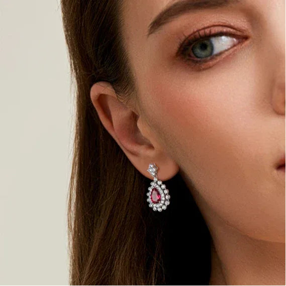 Starlight Series Ruby Teardrop Earrings — paired earrings view