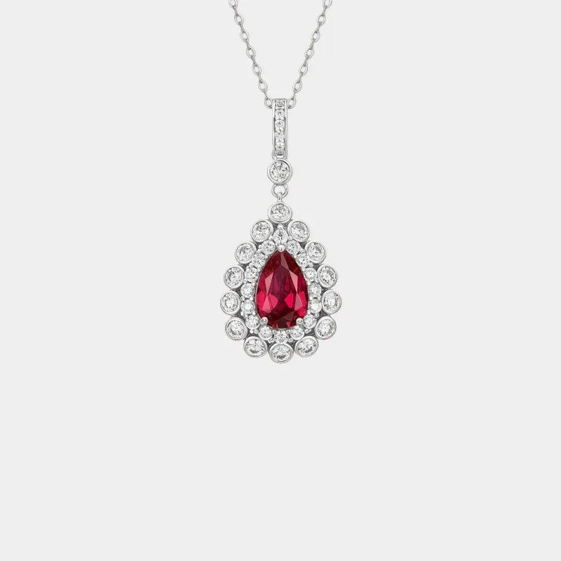 Starlight Series Ruby Teardrop Necklace S925 Silver — main necklace product view