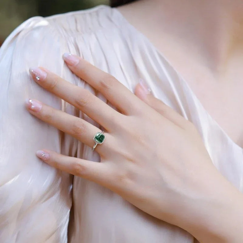 Sugar Loaf Moss Agate Open Ring — hand-worn scale view 2