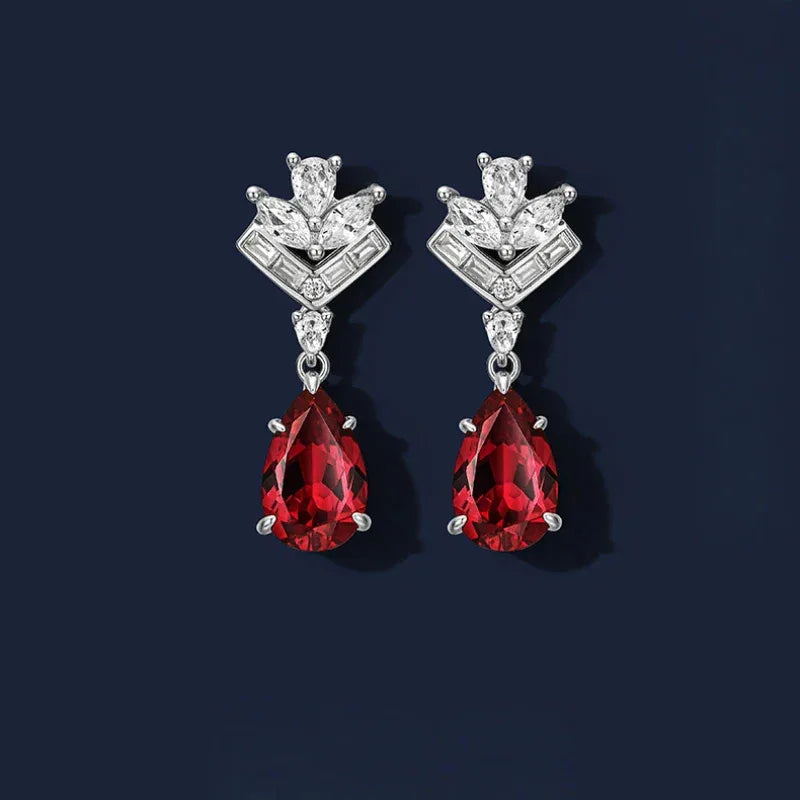 Teardrop Ruby Drop Earrings — paired earrings view