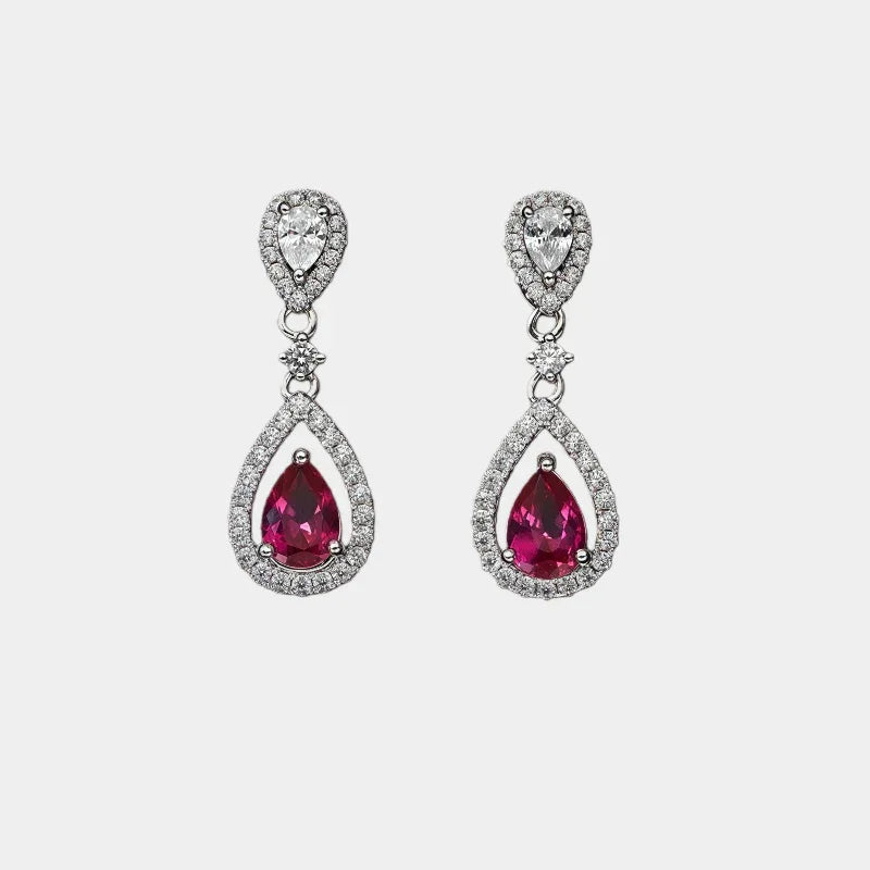 Teardrop Ruby Halo Earrings — main earrings product view