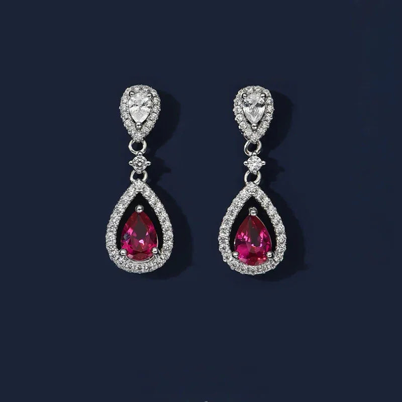 Teardrop Ruby Halo Earrings — main earrings product view 6