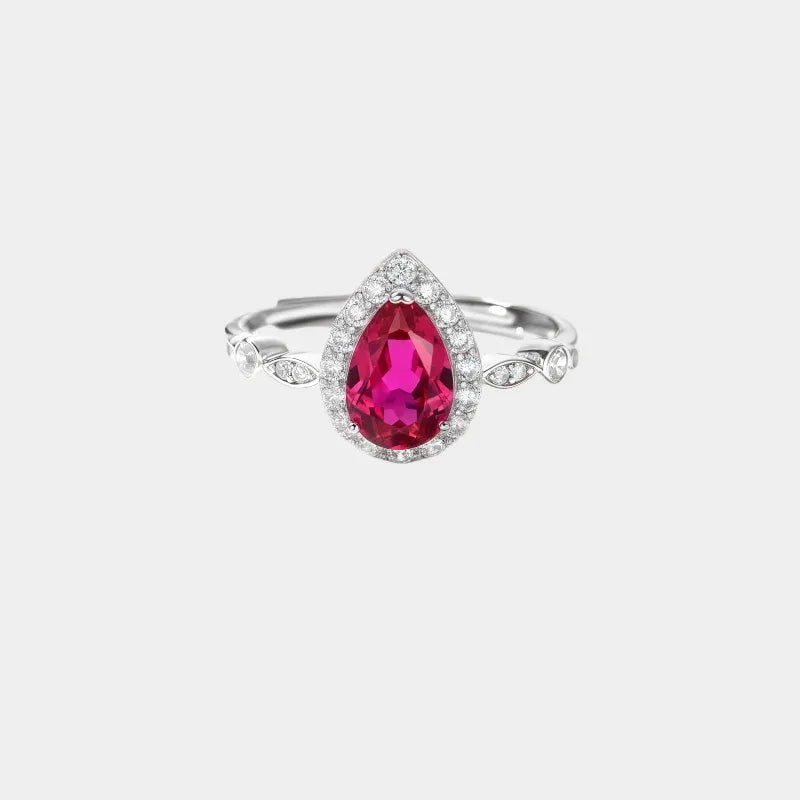Teardrop Ruby Open Ring — main ring product view