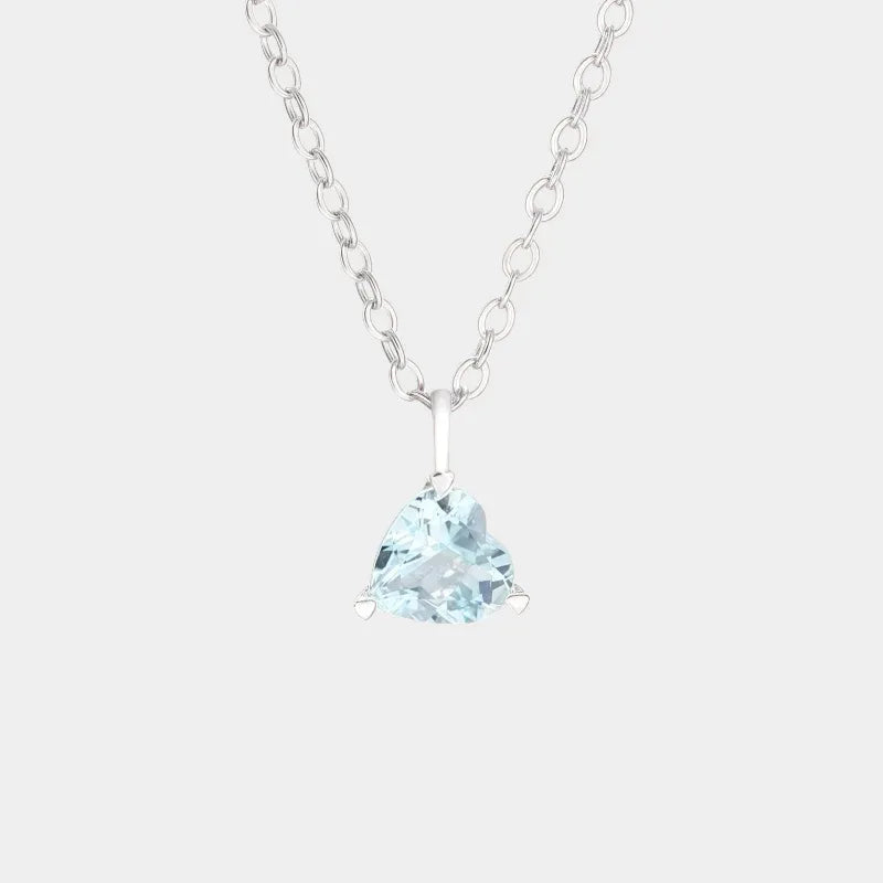 Triangle-Cut Aquamarine Pendant Necklace full necklace view on a white background