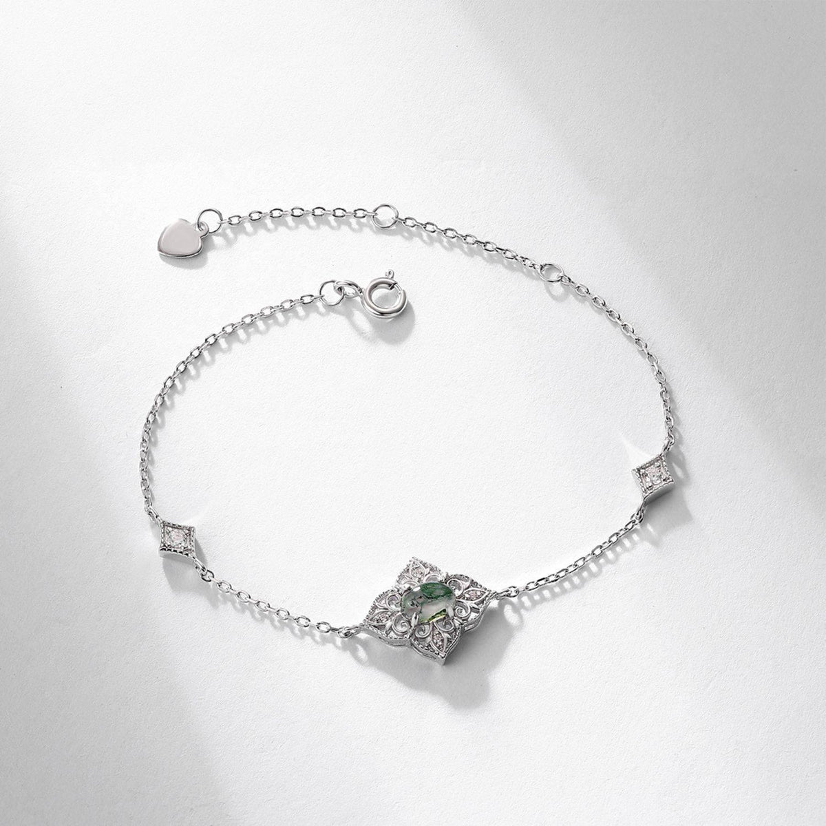 Unique Moss Agate Bracelet — full bracelet arrangement 3