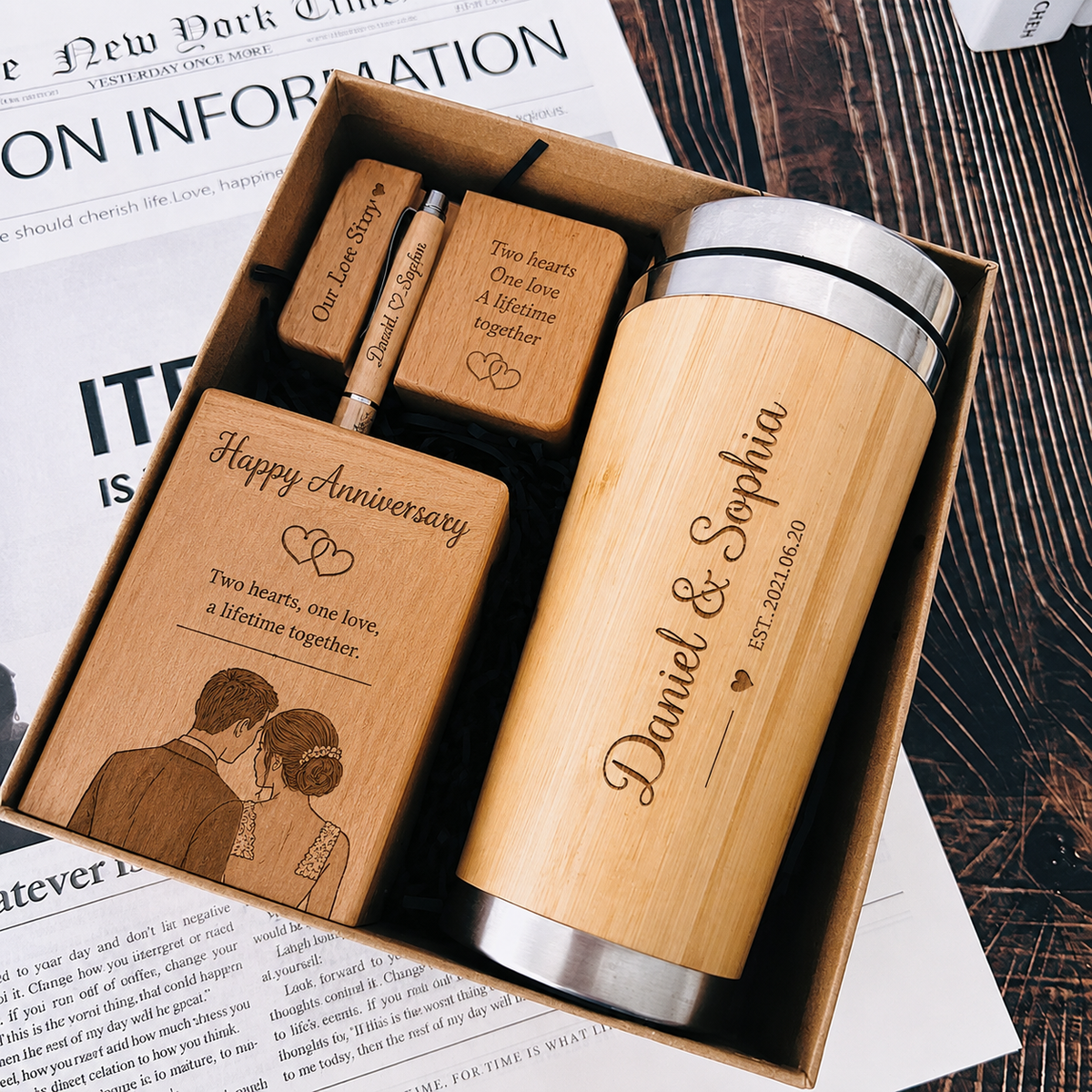 Wooden Stationery Gift Set, lifestyle scene showing everyday use